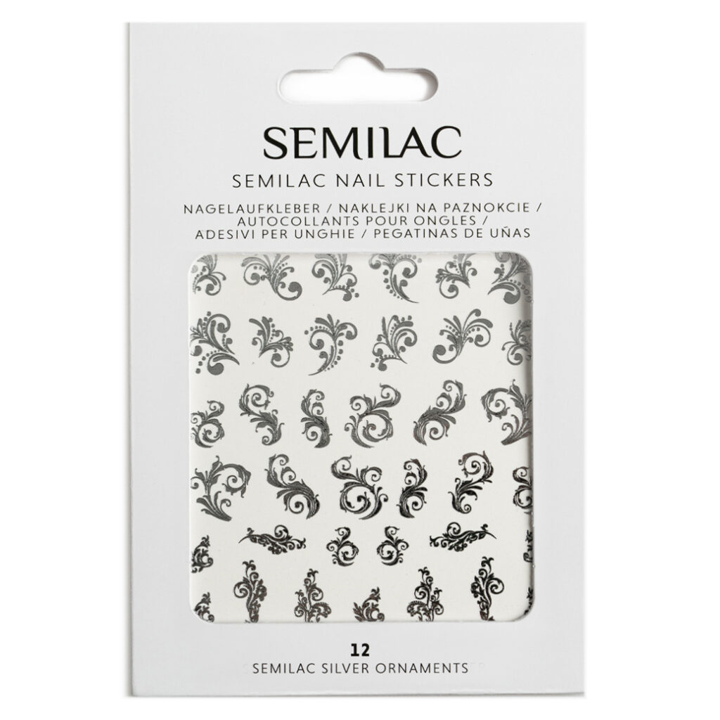 Pegatinas Semilac 12 Nail Stickers Silver Ornaments