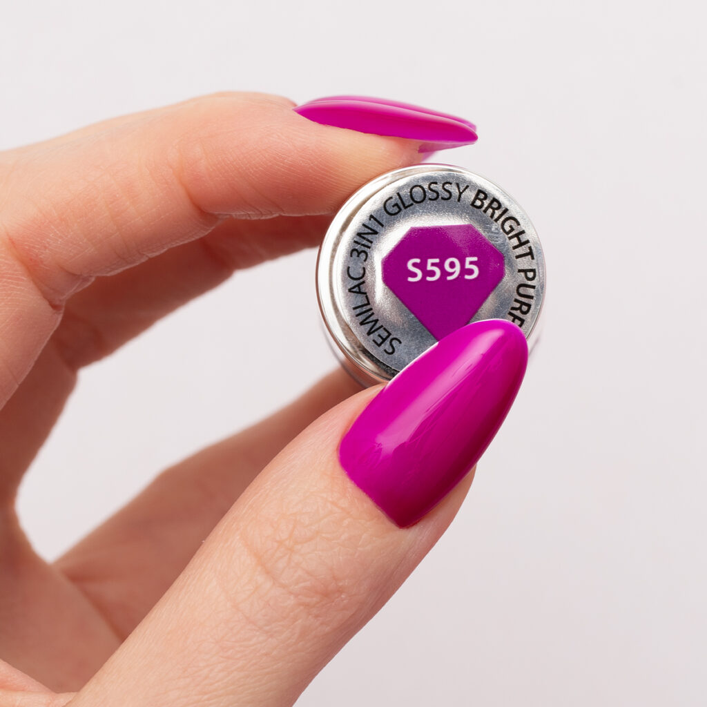 595 Semilac One Step Glossy Bright Purple 7 ml - Imagen 3