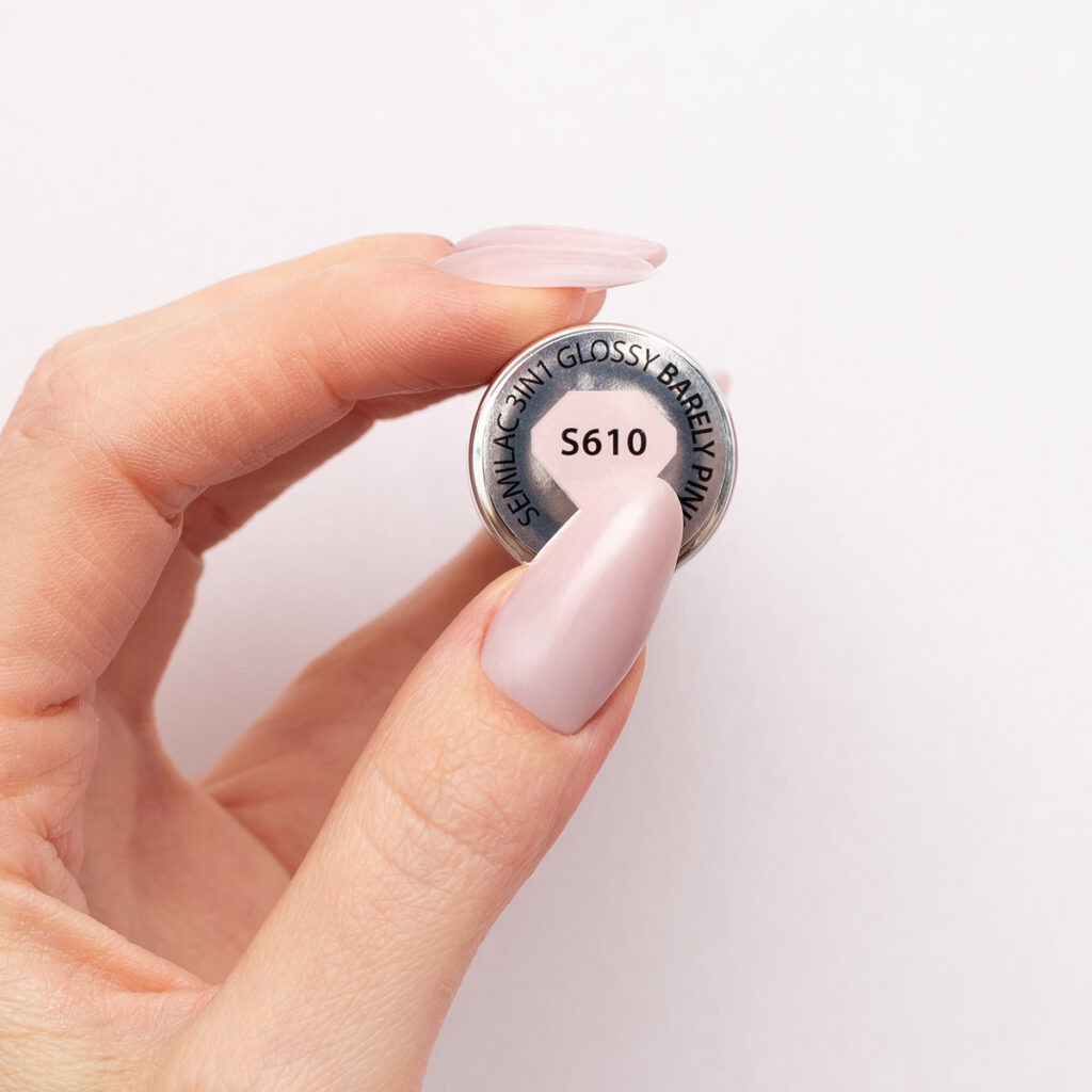 610 Semilac One Step Glossy Barely Pink 7 ml - Imagen 3